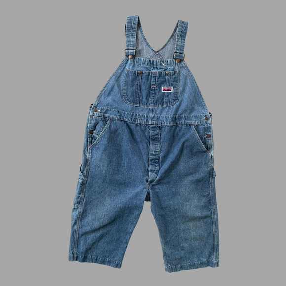 Big Mac Vintage Denim Overall Shorts 80s Blue - Picture 2 of 16